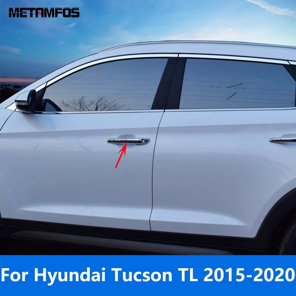 

Для Hyundai Tucson TL 2015 2016 2017 2018 2019 2020 хромированная боковая дверная ручка, накладка, защитная крышка, аксессуары, Стайлинг автомобиля