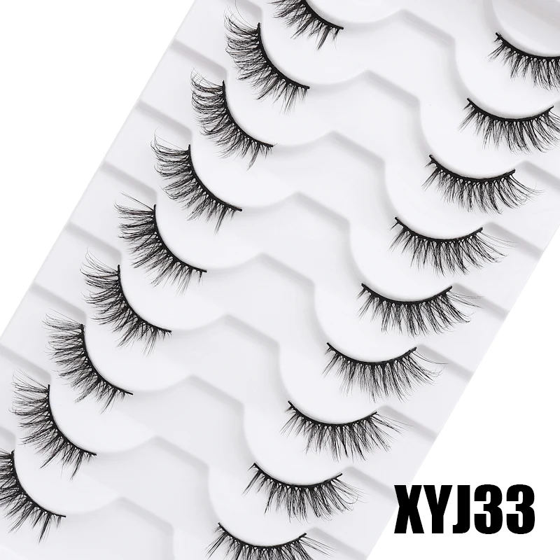 DINGSEN 10 Paar Natürliche Wimpern Halblange Katzenaugen-Wimpern 3D Kunstnerz Flauschige Wimpern Flügelige Falsche Wimpern – Detail 23