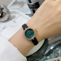 fashion gold silver small dial ladies watch vintage waterproof leather movement quartz wristwatch top bracelet dress chain gift