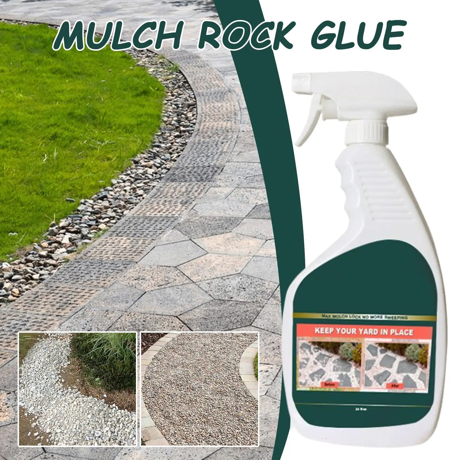 Natural Stone Gravel Glue,Strong Binding Formula,Multifunctional Mulch Adhesive For Walkways Driveway And Garden Landscaping