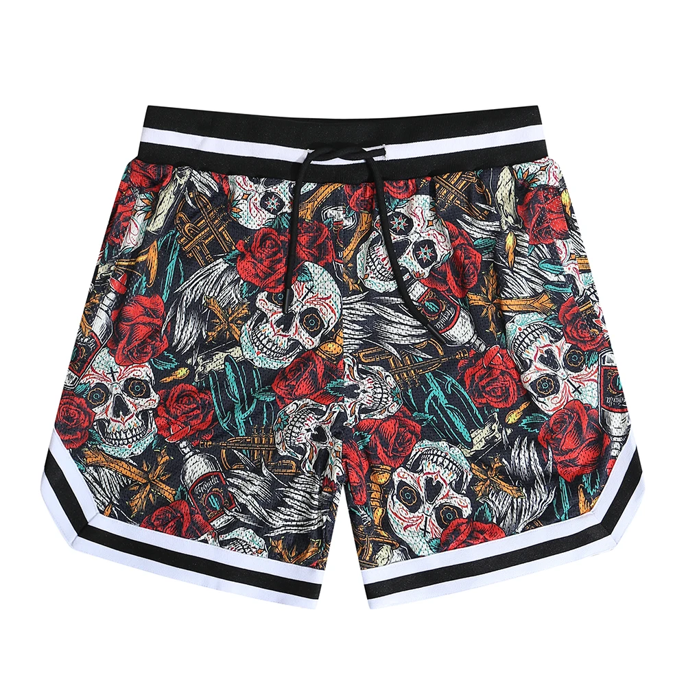 

Retro Skull Print American Streetwear Casual orts Men's Trendy Baskeall Pants Qui Dry Sport Trousers Straight Leg Fit