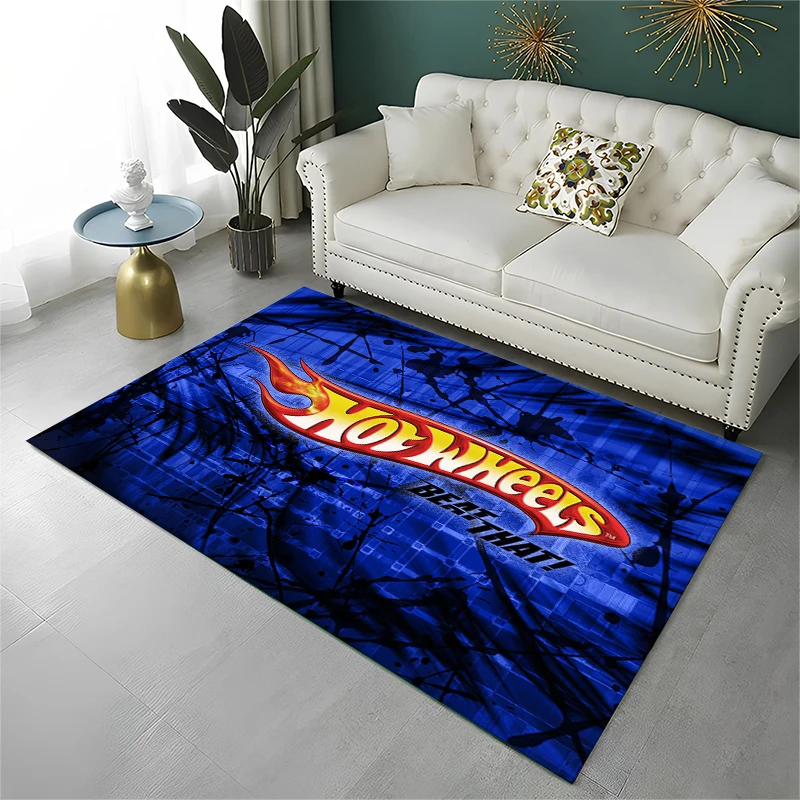 3D Racing Car H-Hot W-Wheels MOTO Non-Slip Area Rug for Living Room Bedroom Playroom,Carpet Floor Mat for Home Decor Holiday