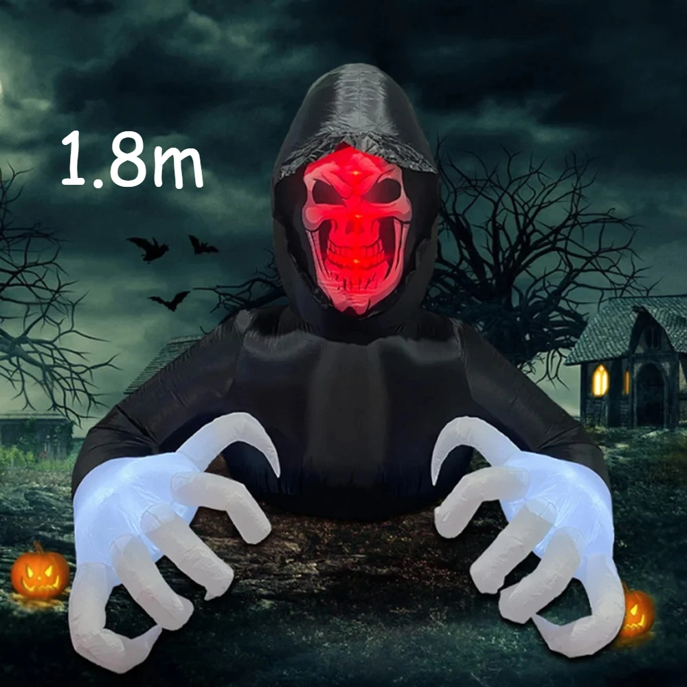 

1.8M Giant Inflatable Horror Grim Reaper Spooky Ghost with Lights for Outdoor Garden Yard Lawn,Halloween Inflatable Yard Decor