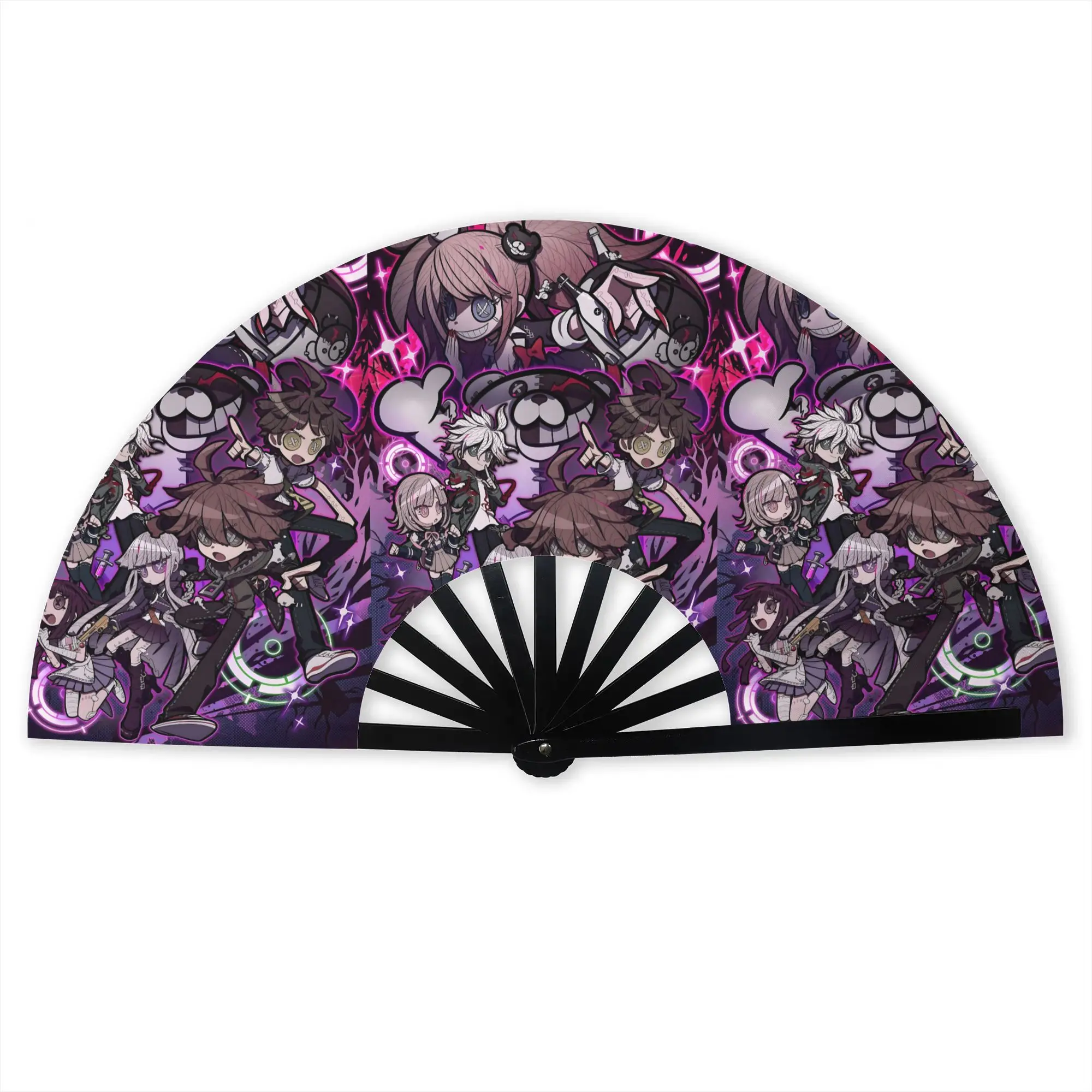 Danganronpa Chibi Folding Hand Fan Anime Game Polyester Fabric Fan Fashion Summer Accessory Decorative Fans