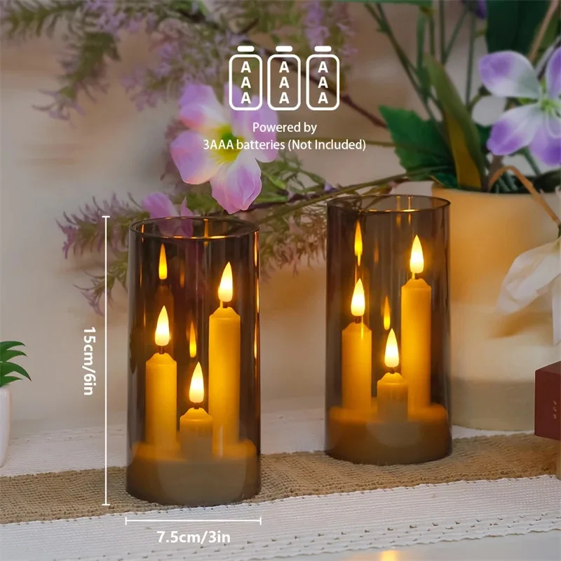 

TOPLIVING 2 PCS Flameless LED Candles Flickering Tealights Pillar With Clear Cover Warm White Light For Wedding Home Party Fest