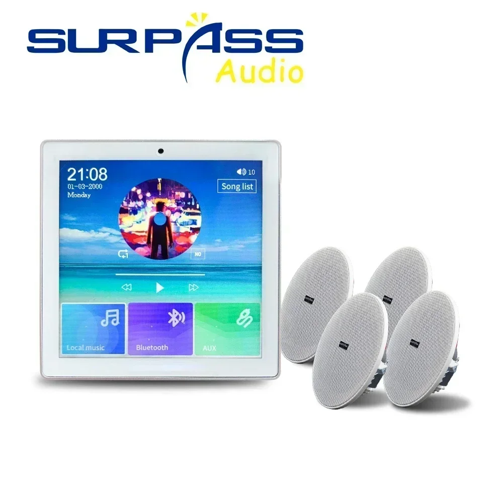Bluetooth Wandversterker Smart Home Audio Mini Touchscreen 4*20W Stereogeluid Muziek PA-systeem Luidspreker Plafondluidspreker pak