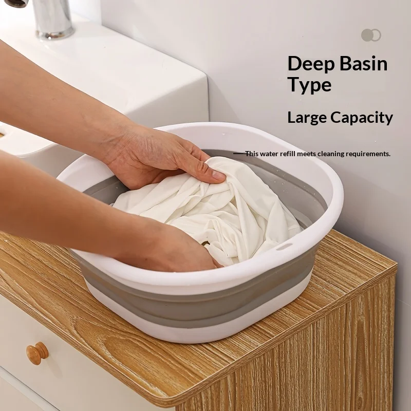 1pcs Foldable Portable Plastic Compression Large Washbasin, Suitable For Home, Travel Laundry, Washing Vegetables