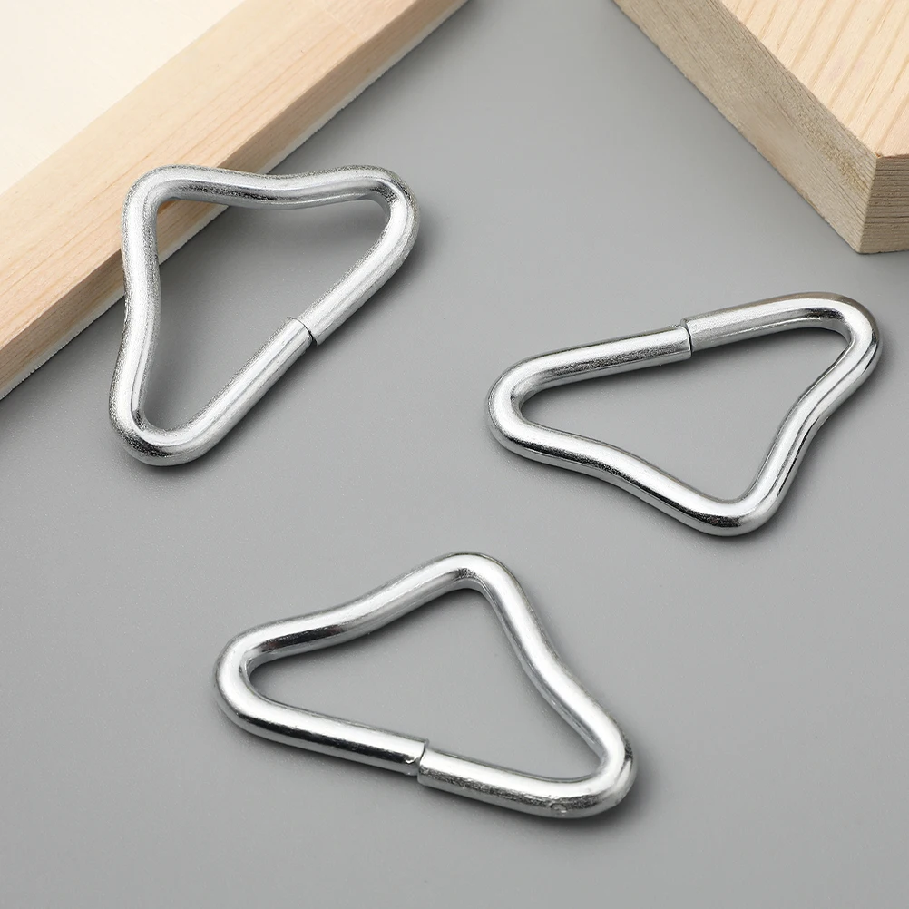 

25pcs Silver Stainless Steel Trampoline Iron Triangle Rings Buckles Replaceable Rectangle Metal Parts Accessories for Bungee