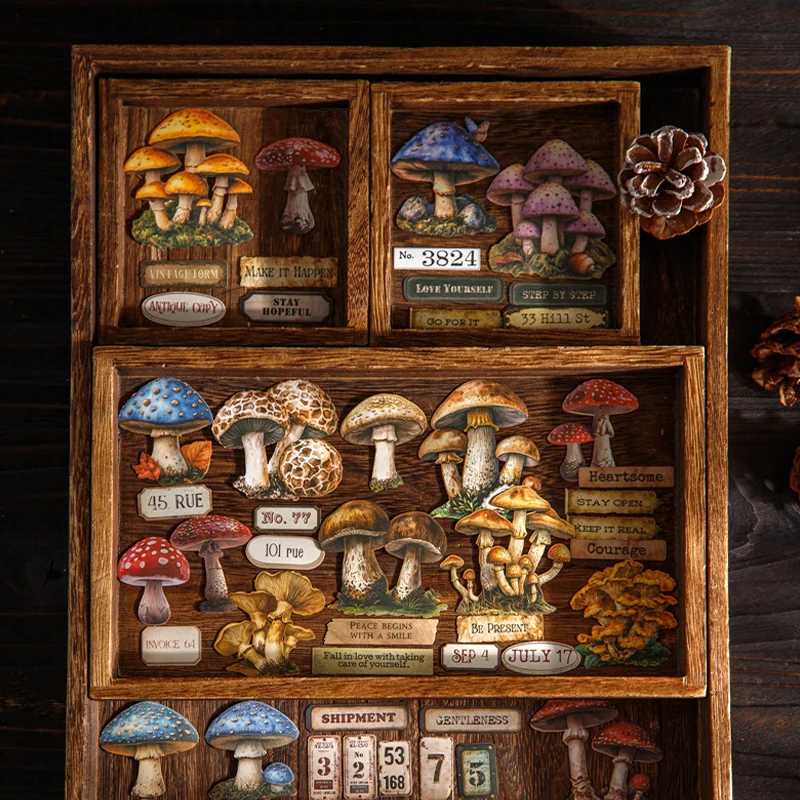 25 ورقة/حزمة ملصقات الفطر الغامض خمر DIY بها بنفسك الحرف سكرابوكينغ جراب هاتف مخطط مجلة الديكور #1