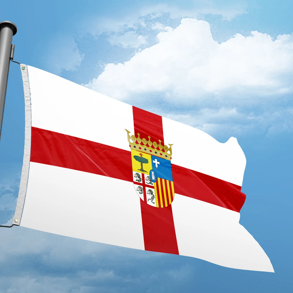 علم سرقسطة 3 * 5FT 90*150 سنتيمتر أعلام مقاطعة إسبانيا تصميم مخصص ديكور داخلي لافتات البوليستر UV المقاومة مزدوجة غرزة