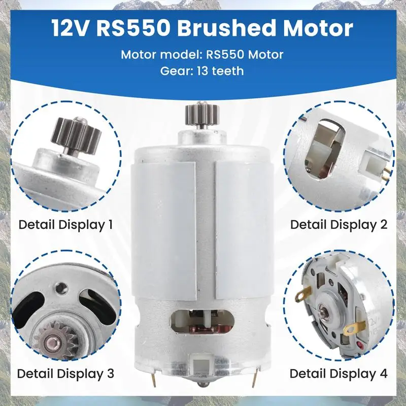2025 الاتجاه 1 قطعة تيار مستمر RS550 موتور 13 الأسنان استبدال الملحقات ل مثقاب لاسلكي مفك GSR GSB 12 فولت قطع الغيار