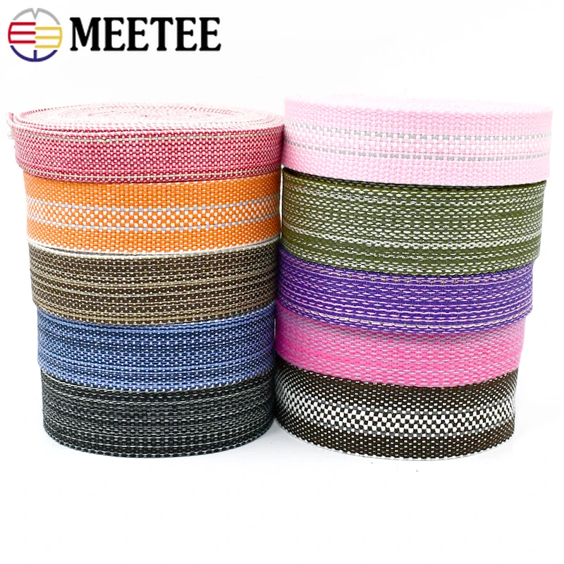 Meetee 1/2/3/4/5M Polyester Webbing Jacquard Cotton Strap Bag Clothes Backpack Tape Bias Band Ribbon DIY Sewing Accessories