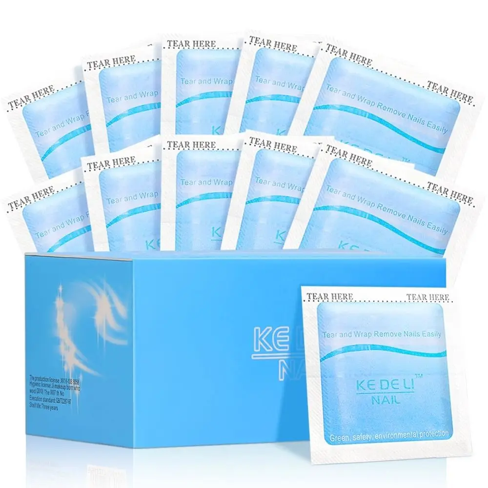 100PCS Hot Individually Wrapped Gel Nail Wipes Remover Soak Off Nail Wrap Manicure Lint Free Nail Cleaner Pads for Acrylic Nails