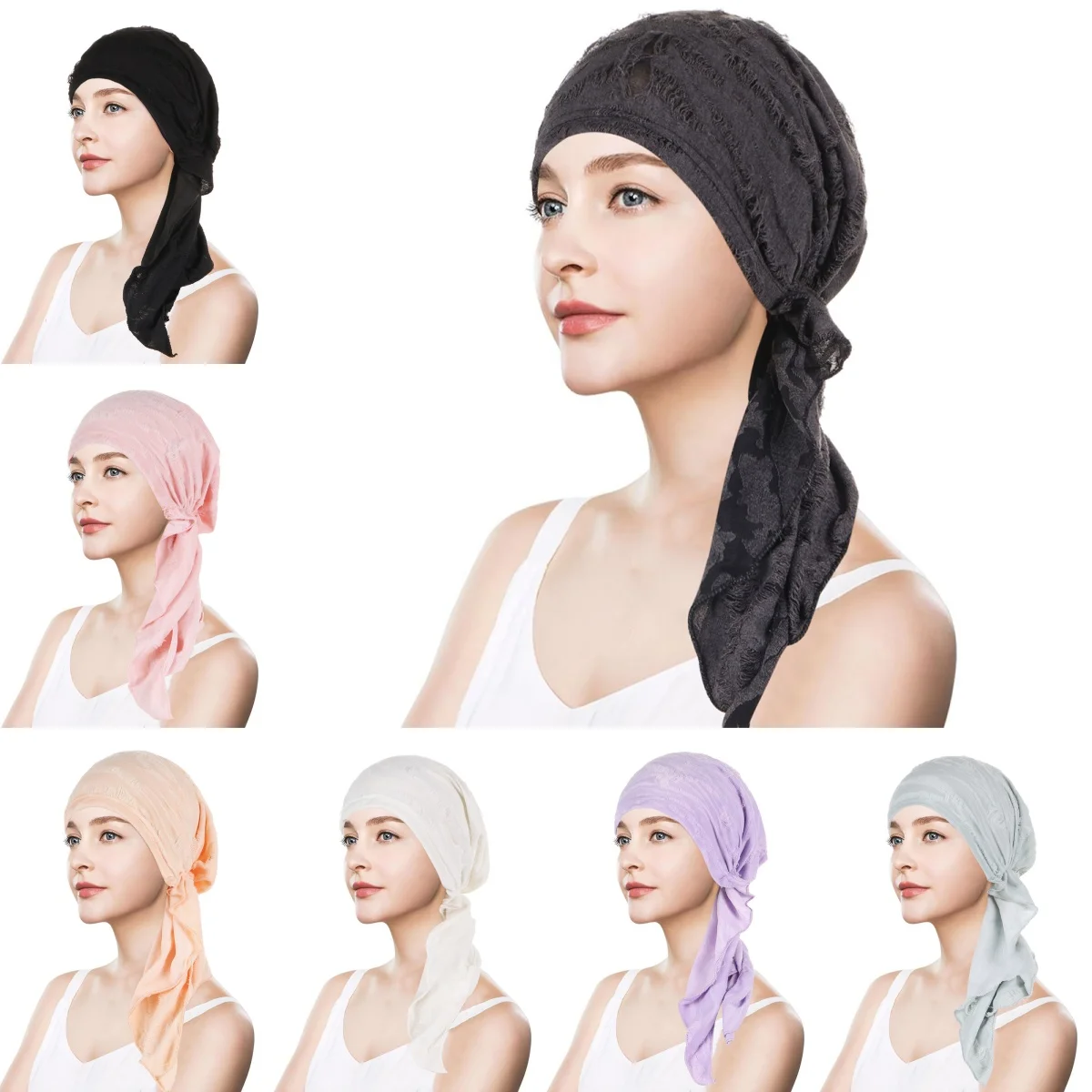 

New Solid Color Women's Muslim Hijab Cancer Chemo Caps Turban Cap Hair Loss Headscarf Soft Elastic Muslim Hijab Scarf Headwear