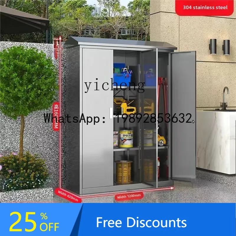 

304 Stainless Steel Outdoor Locker Garden Garden Tool Storage Cabinet Rainproof and Sunscreen