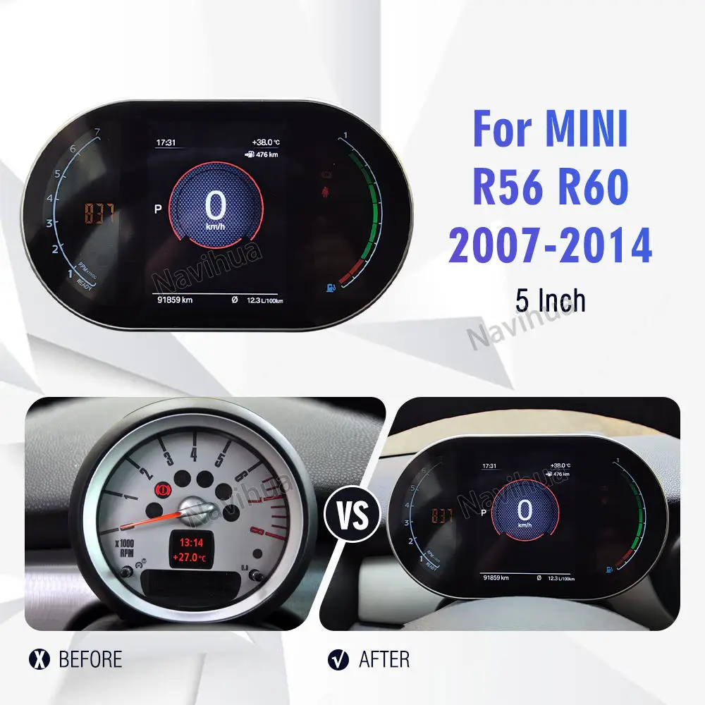 NaviHua New Upgrade For BMW MINI R56 R60 2007 2014 Auto Speedometer Virtual Cockpit 5