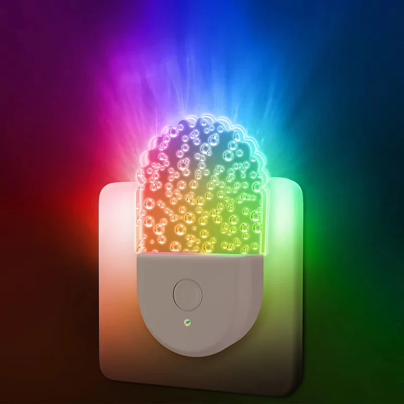LED Night Light com Sensor do Crepúsculo ao Amanhecer, RGB Modo Nightlight, Presentes de Natal, 6 Cor Mudar, Plug Europeu
