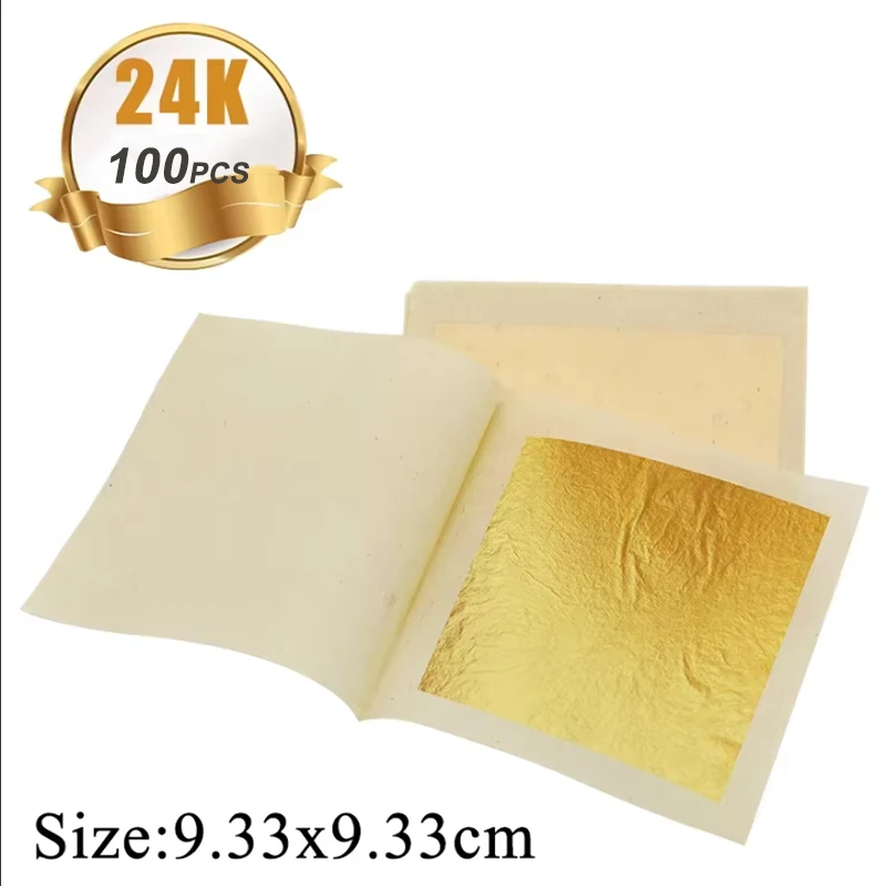 

50Pcs 24K Gold Leaf sheets Gold Foil for Arts Decoration Real Gold Paper Gold Gold Gilding Crafts Decorations