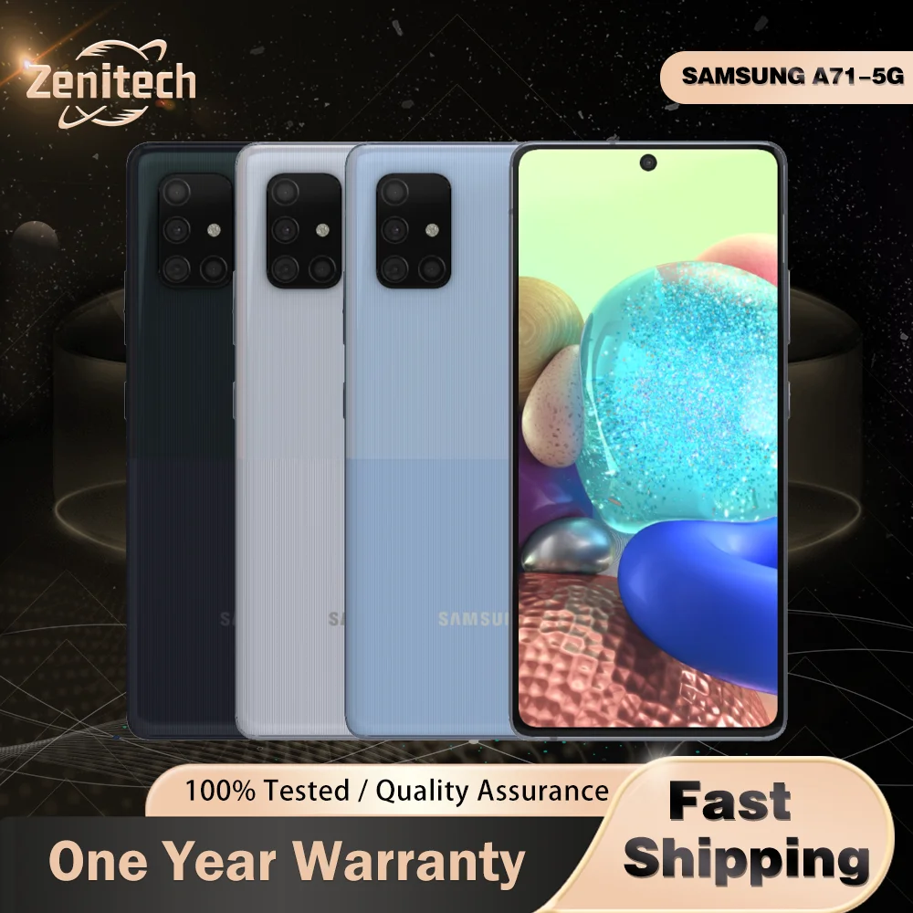 هاتف سامسونج جالاكسي A71 A716U 5G الأصلي مزود بذاكرة وصول عشوائي 6 جيجابايت وذاكرة قراءة فقط 128 جيجابايت وشاشة AMOLED 64 ميجابكسل + 12 ميجابكسل + 5 ميجابكسل + 32 ميجابكسل ثماني النواة #1