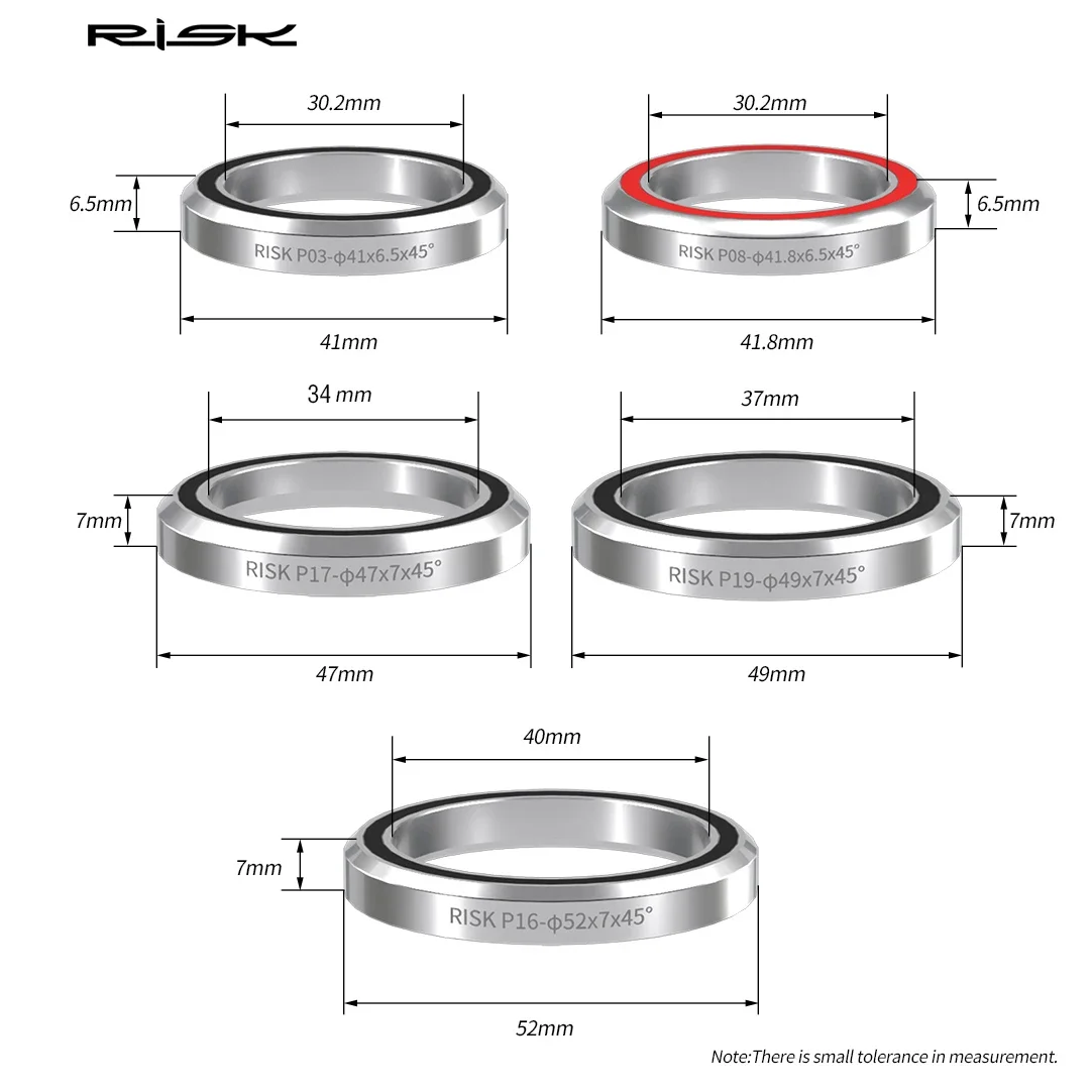 Risk 41/41.8/47/49/52mm Bicycle Headset Bearing Repair Parts MTB Road Bike Headset Repair Steel Parts Accessories