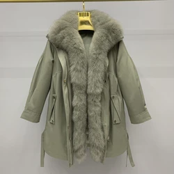 New fashion fur coat fox fur collar + Rex rabbit liner removable pie to overcome women