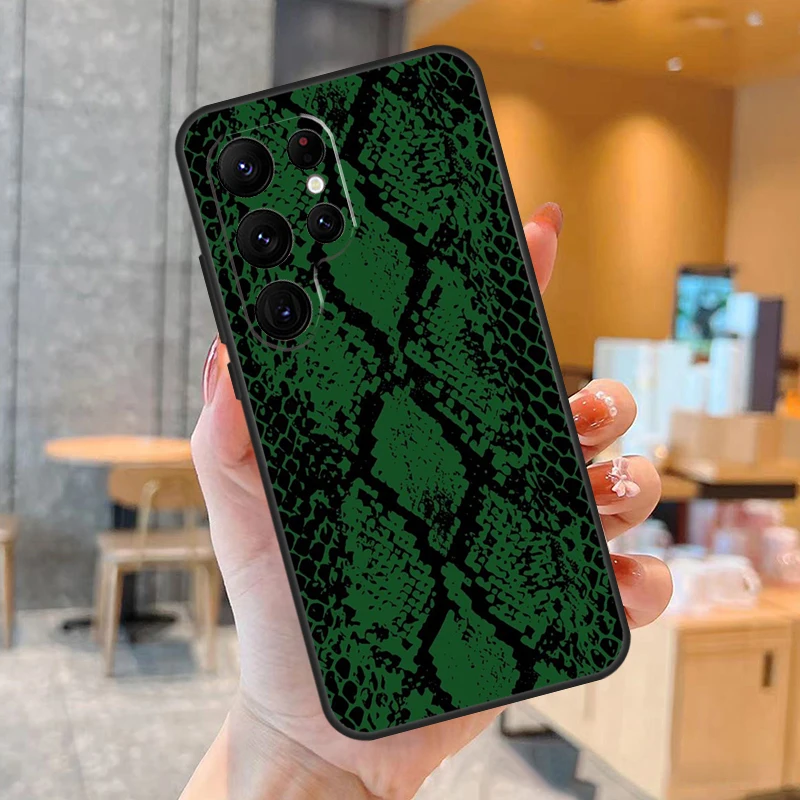 Snake Skin Print Phone Case For Samsung Galaxy S25 S24 S23 S22 S20 S21 Ultra S9 S10 Plus S25 FE Back Cover