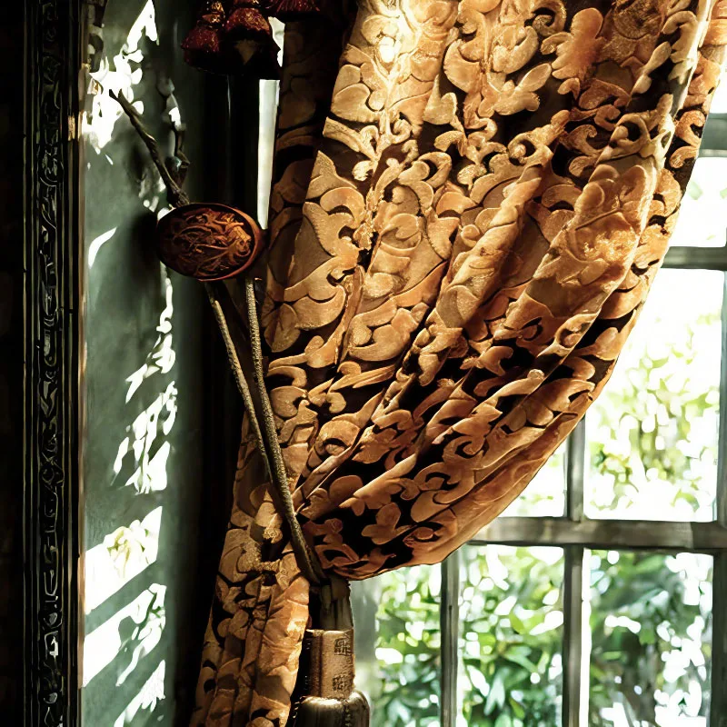 

Christmas Jacquard Curtains for Bedroom Windows on Hooks Thermal Insulation Decor Drapes 3D Blackout Modern Living Room Curtain