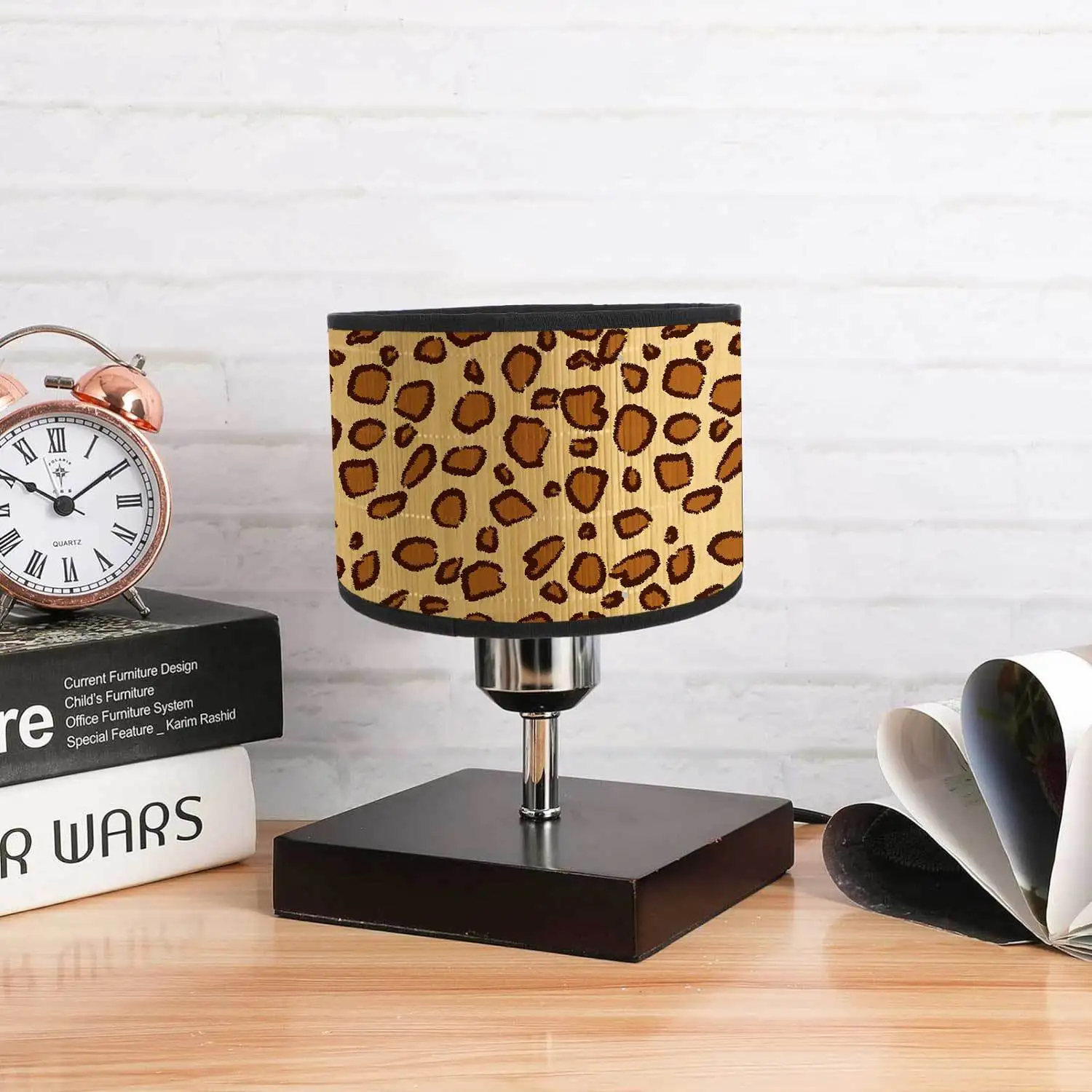 Table Lamp Lampshade Leopard Print Animal Pattern Printed Bamboo Lampshade E27
