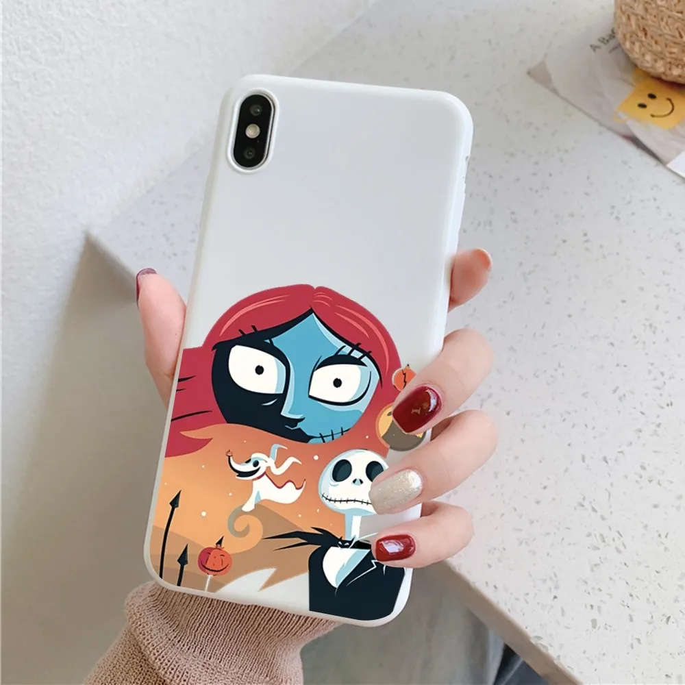 Disney Jack Skellington Phone Case for iPhone 14 11 12 13 Mini Pro Xs Max 8 7 6 6S Plus X XR Solid Candy Color Case