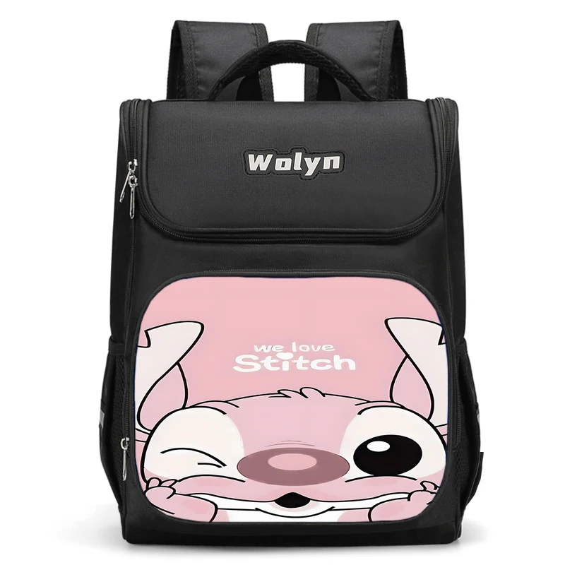 Large Child Cute anime couple Stitch Backpack Boy Girls School Bag For Men Women Traveling Backpack Durable and Multi Compartmen