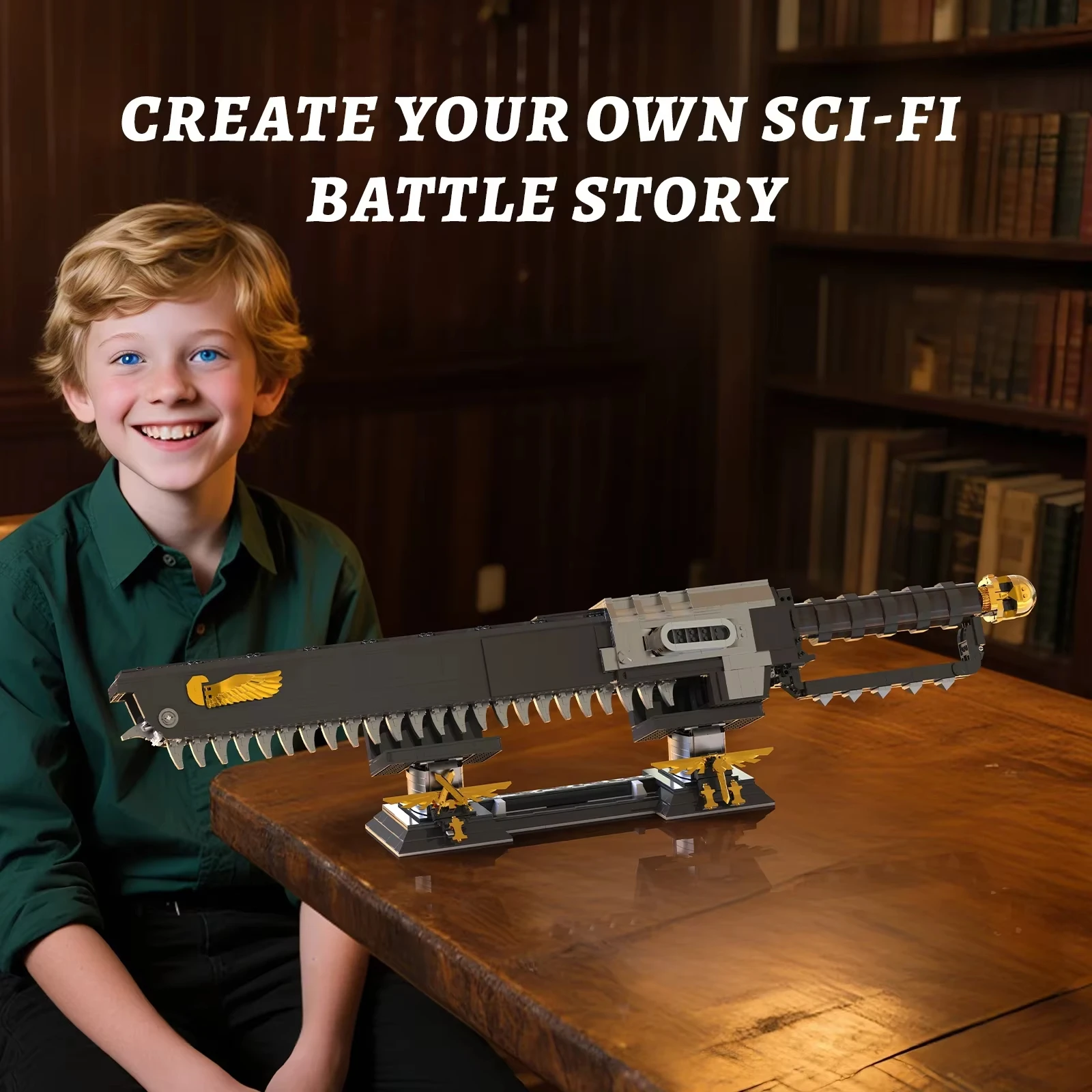 2856 個電動チェーンソードビルディングセット - 40K テクニカル STEM 電気武器モデルキット子供 & 大人へのギフト