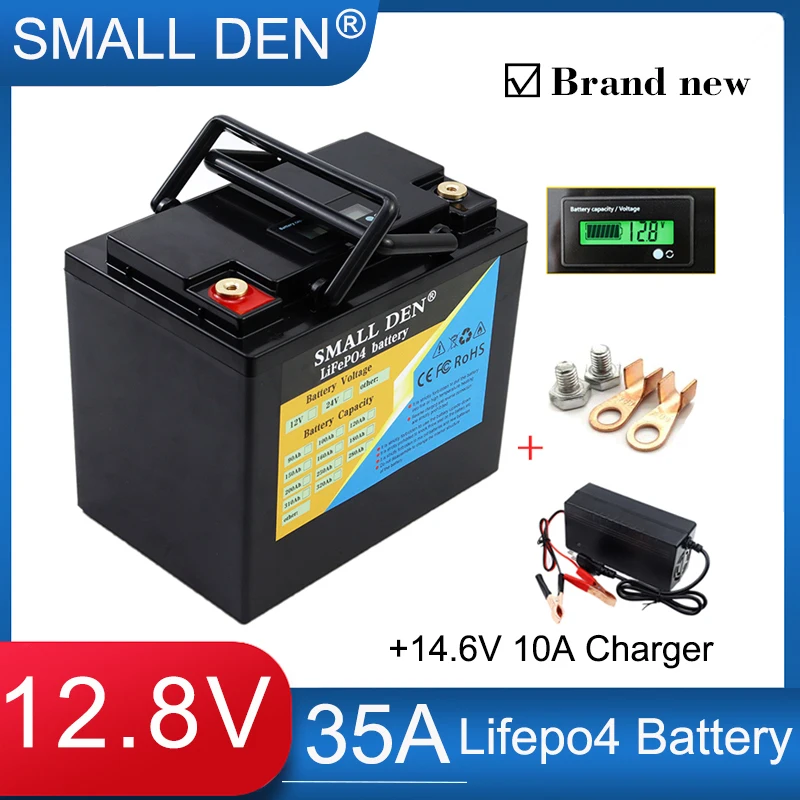 

12V 35Ah LiFePO4 Battery Pack 650W motor built-in BMS For Electric boat Car start inverter UPS Solar LED Lamp+14.6V 10A Charger