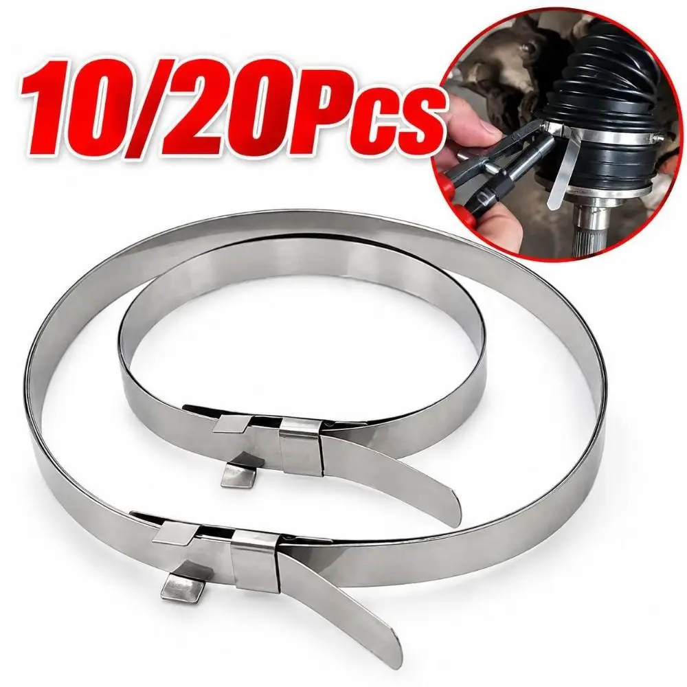 Stainless Steel CV Joint Boot Clamp Kit Adjustable Diameter Double Buckle Banding Boot Clamps Axle Boot Clamp Kit