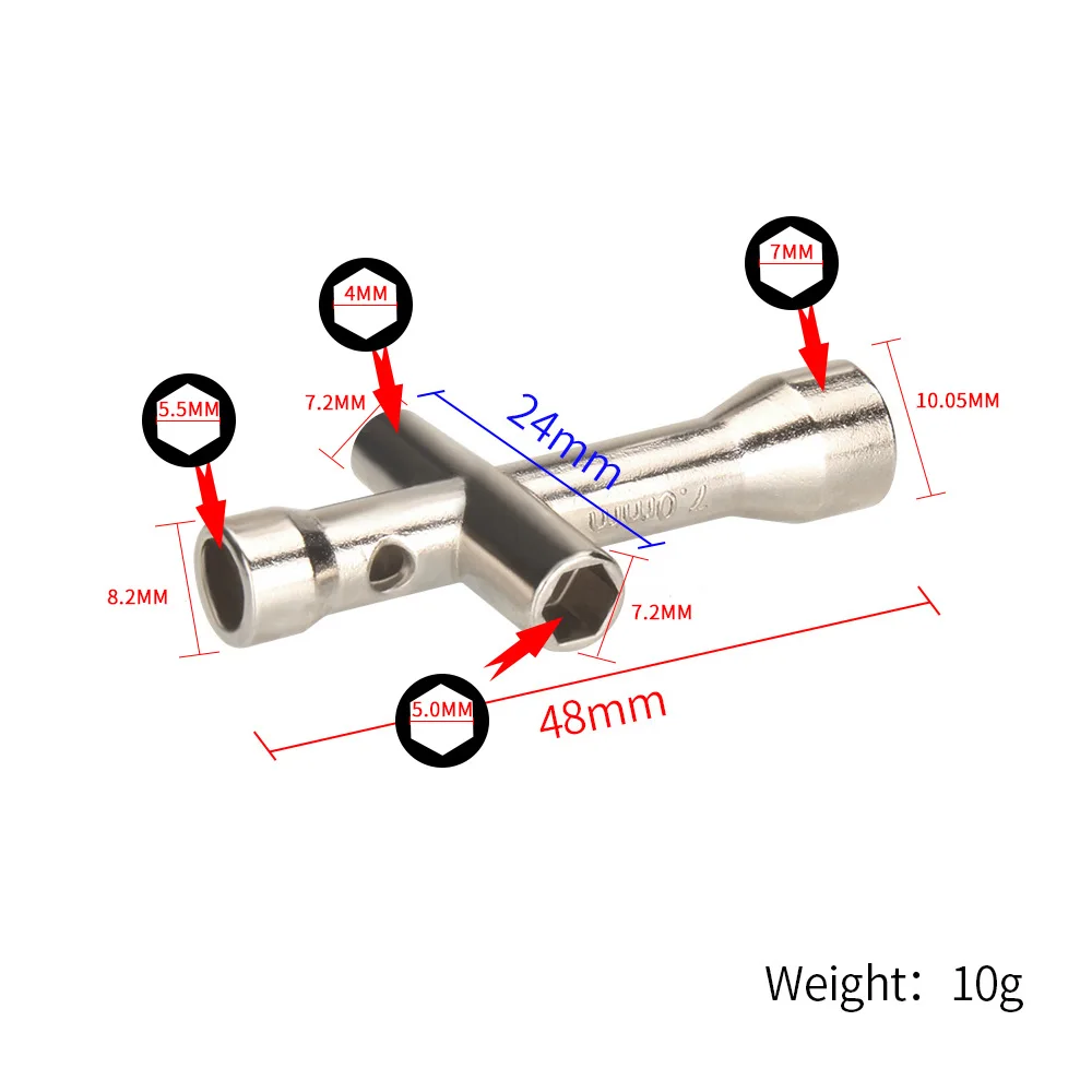 3D Printer Tool M2 M2.5 M3 M4 3D Printing Nozzles Wrench Screw Nut Hexagonal Cross Mini Wrench Spanner Maintenance Tool 4 Size