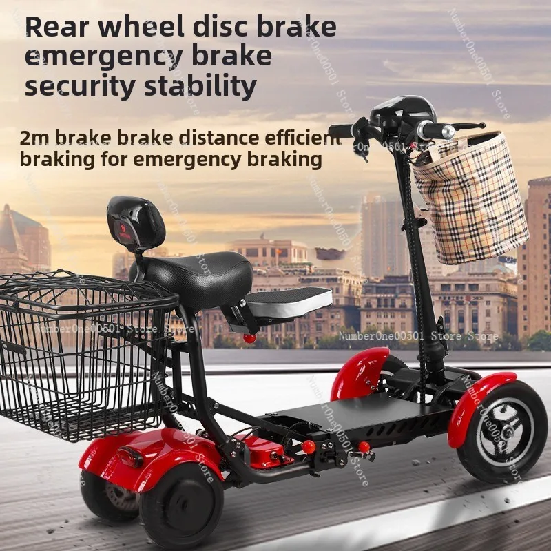 Four Wheel Electric Folding Scooter Leisure Bus For Grocery Shopping 36V Dual Drive Electric Car For Elderly Commuting at Home