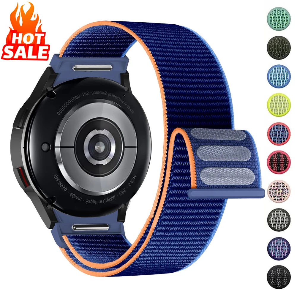 Samsung Galaxy Watch 7 6 5 4 FE 44mm 40mm/5 pro 45mm、Galaxy Watch6 Classic 47mm 43mm対応 ナイロンループバンド/ストラップ