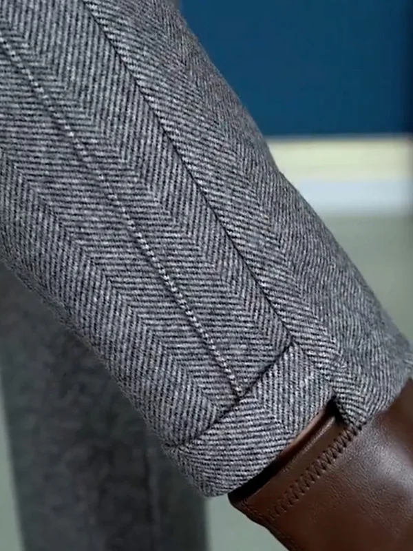 

Элитные шерстяные женские брюки 2026: Новые утепленные осенне-зимние брюки для мам, серые костюмные брюки в корейском стиле для офиса и повседневной носки