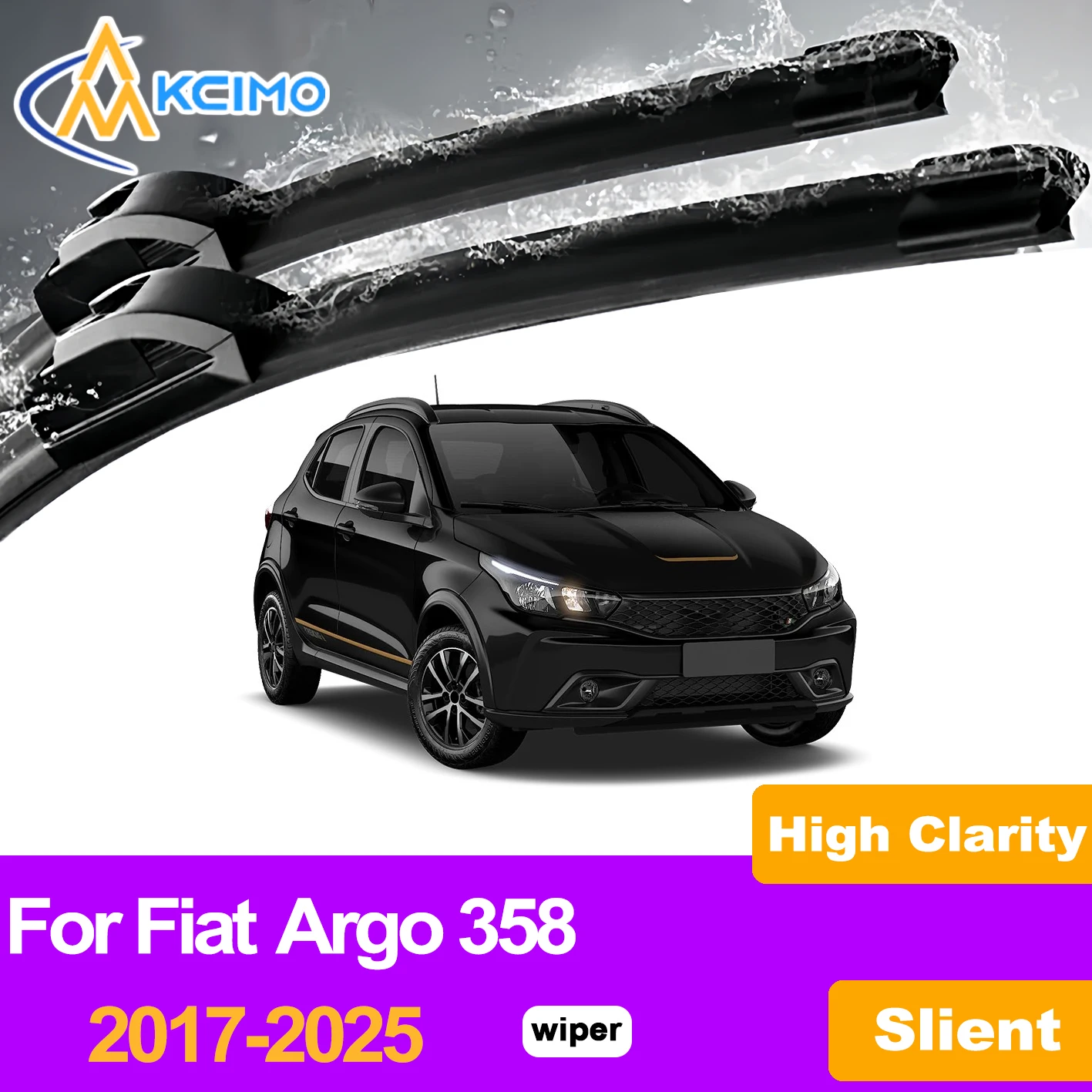 

KCIMO 2PCS Front Windshield Wiper Blades For Fiat Argo 358 2017-2025, Smooth & Quiet Operation High-Performance Car Accessories