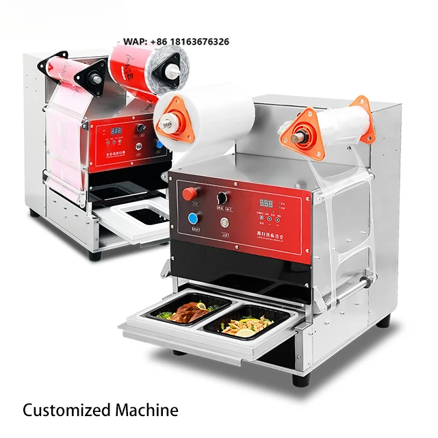 Electric Automatic High Efficient Cup Tray Bowl Box Fast Food Meat Fruit Film Roller Sealing Machine