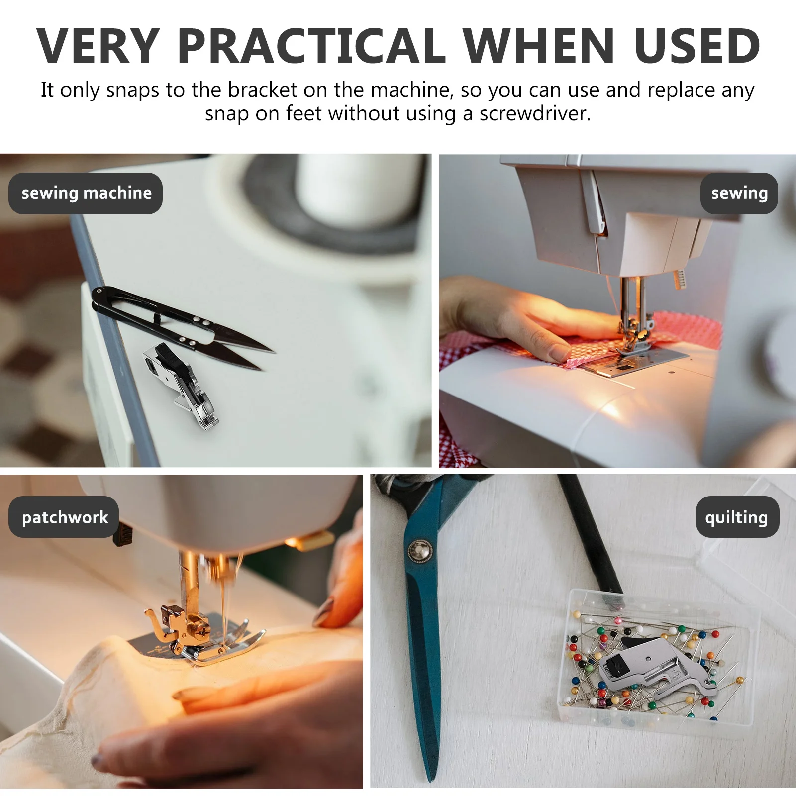 6Pcs Sewing Machine Presser Foot Adapter Strong Simple Design Easy Install Universal Use for Quilting and Patchwork