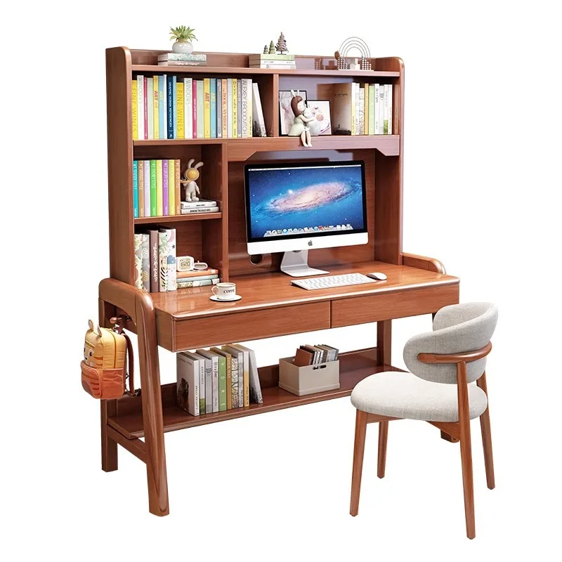

Children's desk bookshelf integrated student home writing bedroom all solid wood computer simple desk