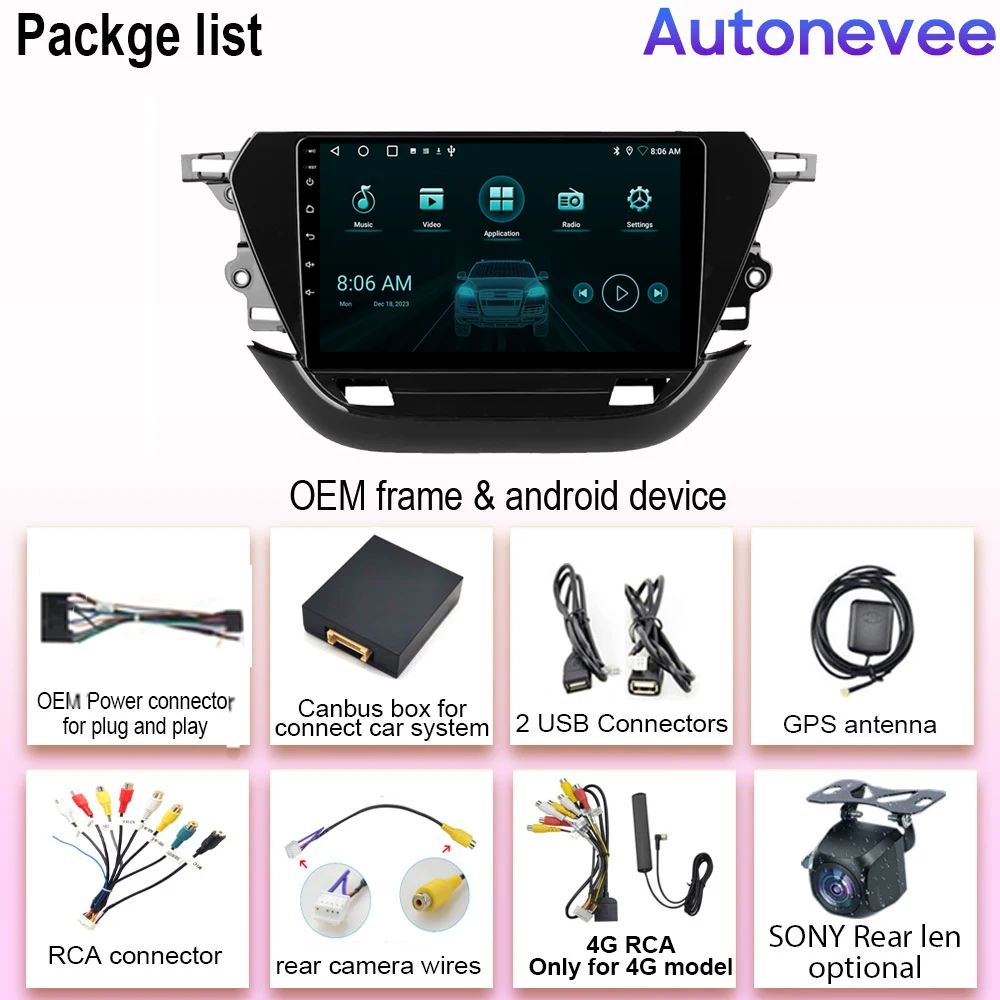 For Opel Corsa F 2019 - 2023 Car Radio Multimedia Stereo Carplay Video Player Navigation GPS Android Auto WIFI No 2din 2 din dvd