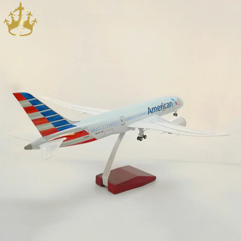 Boeing 787 American Airlines trem de pouso com luzes modelo de aeronave de simulação modelo de aeronave civil presente