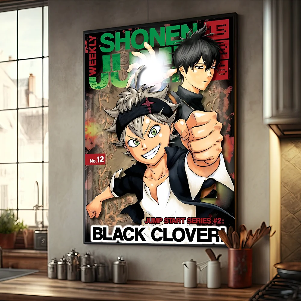 Japanese Anime Black Clover Self-adhesive Art Poster Waterproof Paper Sticker Coffee House Bar Posters Wall Stickers