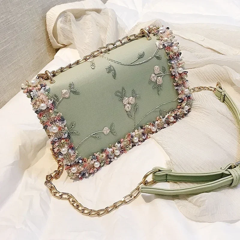 Neue Mode Frauen Blumen gedruckt Mini Ketten tasche Umhängetasche Einkaufstasche Handtasche – Detail 12