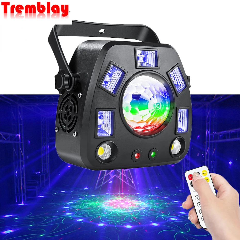 

Remote DMX Laser Projector Strobe Magic Ball UV 4IN1 Stage Lighting Effect DJ Disco Party Holiday Dance Wedding Black Lamp