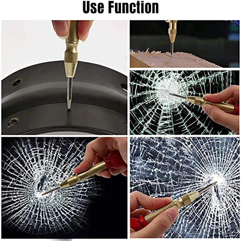 Automático Pin Center Spring, Mark Center Punch Tool, Recorte de madeira, Broca para carpintaria, Dent Marker