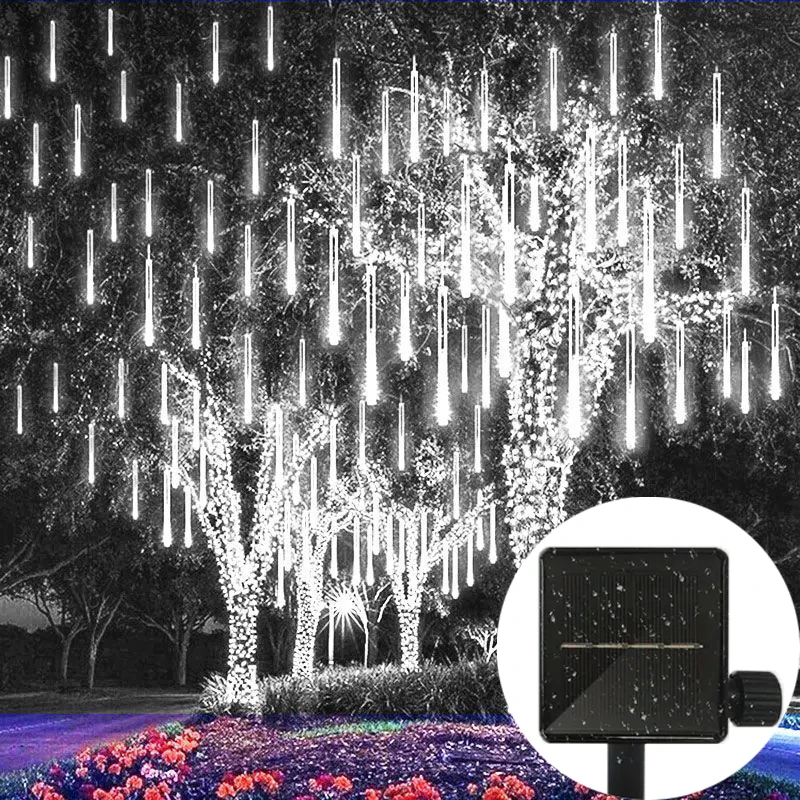 

8 Tubes Christmas Decoration Solar Meteor Shower Light 30/50CM LED String Light Garlands for Wedding Garden Fairy Holiday Light
