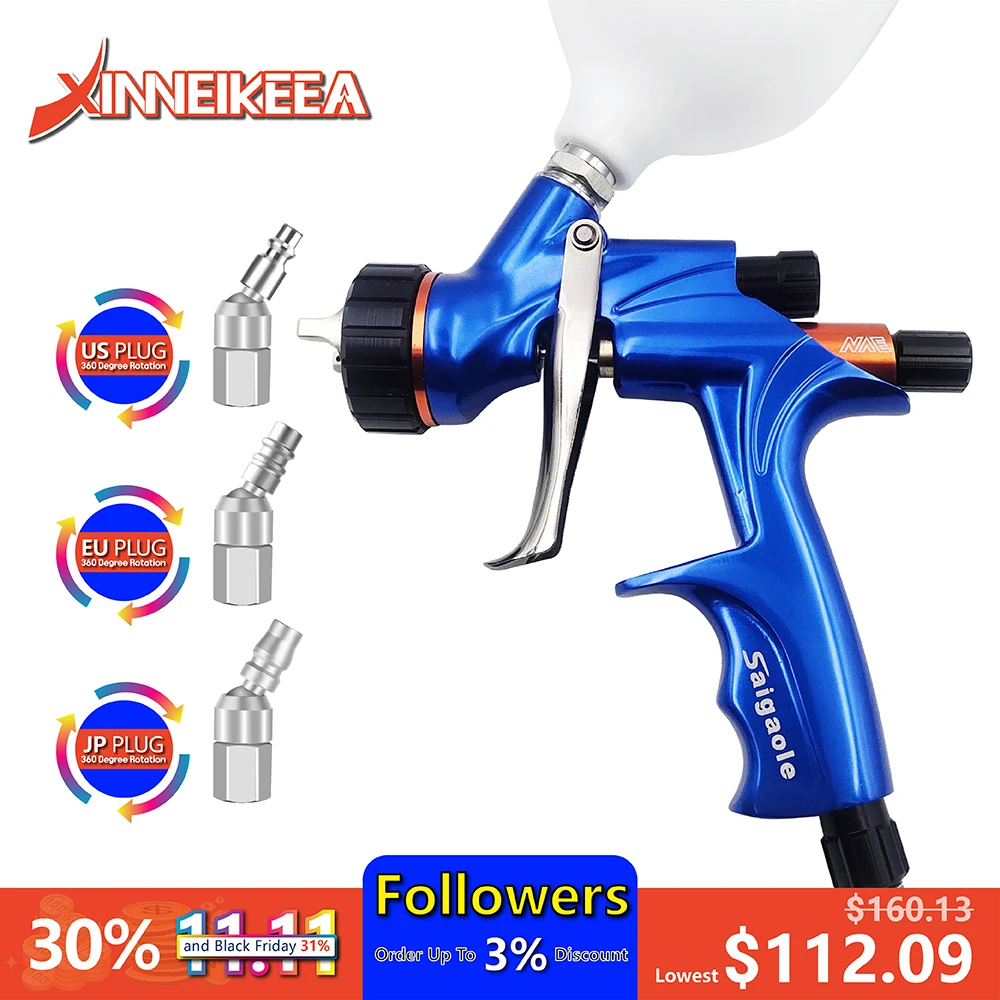 

New NVE Water Based Paint Spray Gun High Atomization Boutique Car Spray Gun Environmental Protection Spray Gun Nozzle 1.3mm HVLP