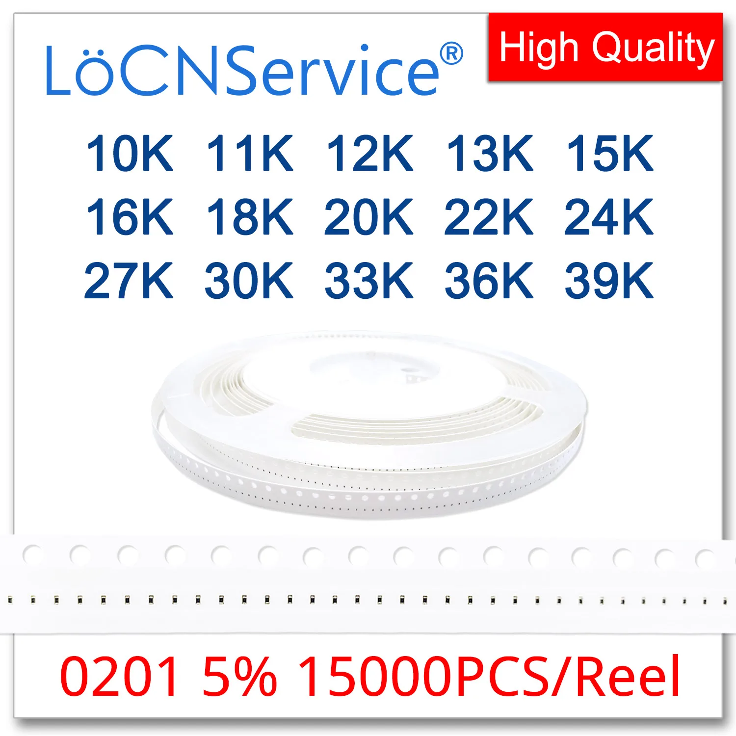 Резистор LoCNService 0201 J 5%, 15000 шт., 10K, 11K, 12K, 13K, 15K, 16K, 18K, 20K, 22K, 24K, 27K, 30K, 33K, 36K, 39Ksmd, 103, 113, 123 133 Ом